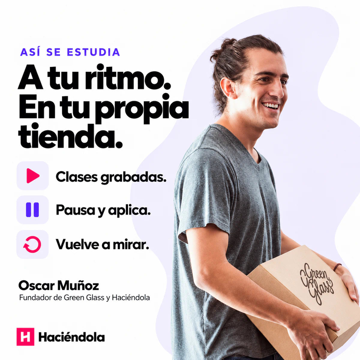 Oscar Muñoz y la modalidad de estudio: clases grabadas, pausa para aplicar y repetición.