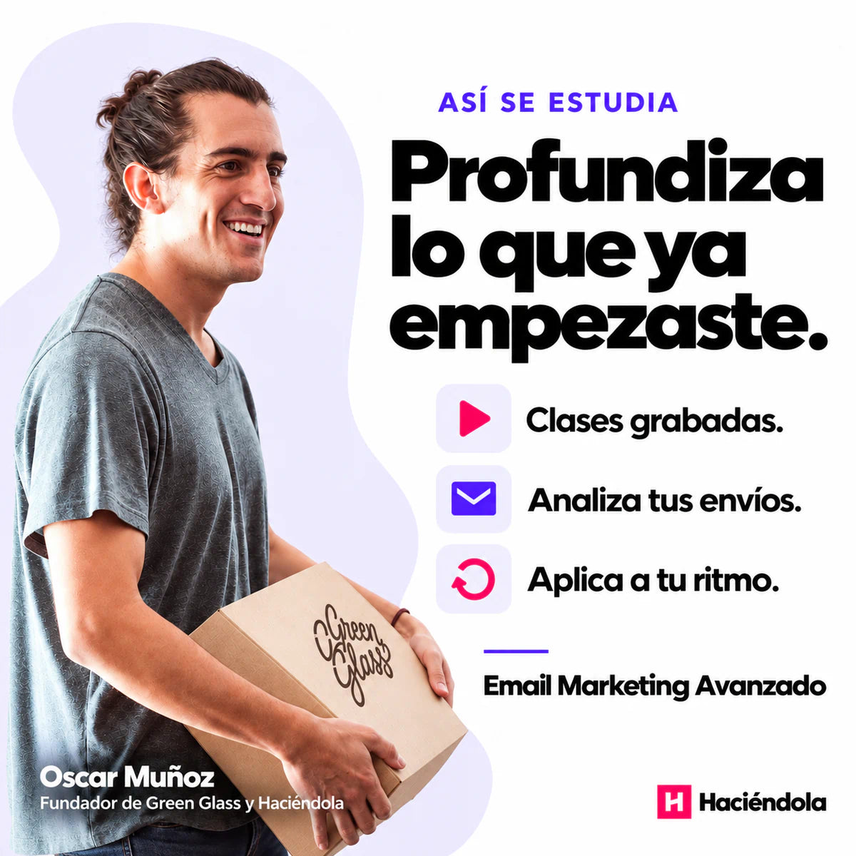 Email Marketing Avanzado con Oscar Muñoz: clases grabadas para profundizar campañas, automatizaciones y salud de lista.