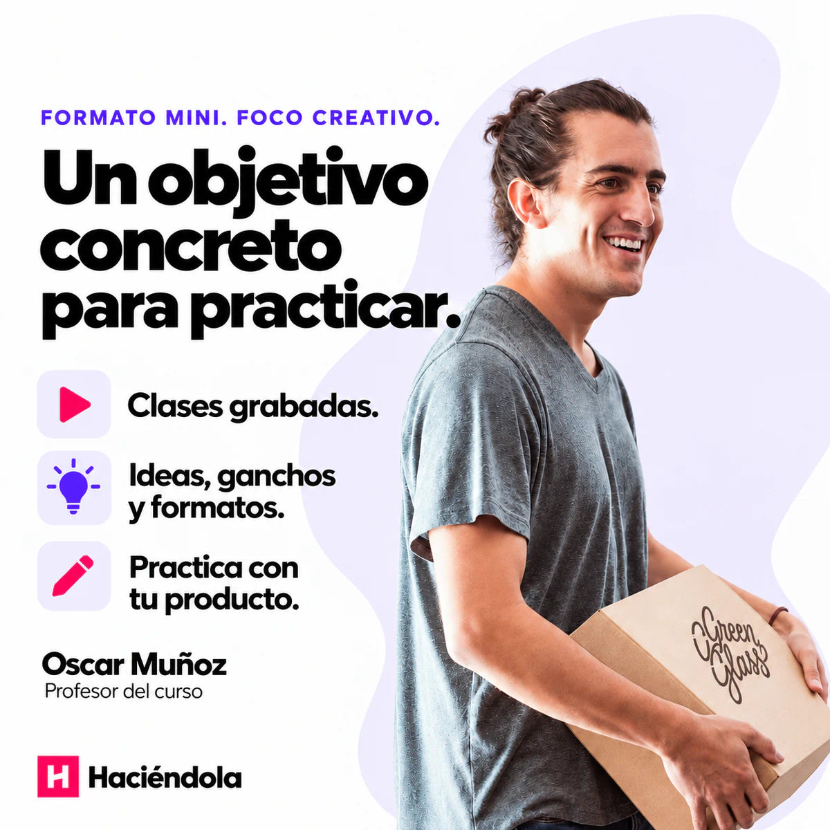 Modalidad grabada del Mini Curso Anuncios Ganadores con Oscar Muñoz y foco en mejorar piezas creativas.
